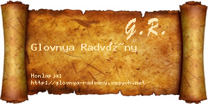 Glovnya Radvány névjegykártya